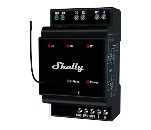 Shelly 3-kanałowy przekaźnik na szynę DIN Qubino Wave Pro 3 Z-Wave - 1490053 - zdjęcie